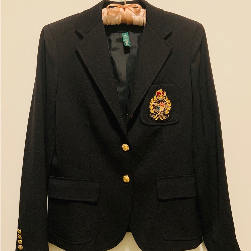 Black Ralph Lauren Crest Blazer, size 8